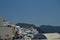 Endless Line Of Houses On Mountain Summit In Oia On Santorini Island. Architecture, landscapes, travel, cruises.