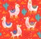 Endless llamas alpacas background. Bright hand drawn cartoon pattern