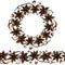 Endless Pattern Brush, Round Garland with Anise Star Seeds, Pieces of Diced Apple, Vanilla Pod. Wreath Frame of Seasonings. Molted