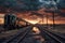 endless rows of abandoned trains under dramatic sky