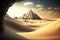 endless sand dunes and tomb of pharaoh in egyptian pyramids