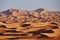 Endless Sands of the Sahara desert. Beautiful sunset over sand dunes of Sahara Desert Morocco Africa