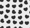 Endless seamless monochrome pattern of hearts of different directions. Black and white anaglyph vector hearts. Wallpaper for