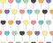 Endless seamless pattern of sweet candy hearts on a stick of different colors. Pink red blue green orange vector hearts