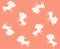 Endless simple pattern with white silhouette of fairy unicorns with mane in form of autumn leaves in vector. Print for fabric.