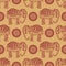 Endless texture with stylized patterned elephant and mandala in Indian style.