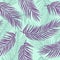 Endless tropical palm leaves vector pattern. Floral design over waves texture