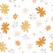 Endless vector square illustration isolated on white background. Simple rustic floral seamless pattern in a naive style.