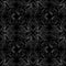 endless white floral pattern on black background