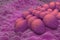 Endometrial cancer cells adenocarcinoma in the uterus or cervix womb neck - closeup view 3d illustration