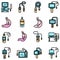 Endoscope icons set line color vector