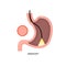 Endoscopy logo icon. Stomach gastroscopy cartoon gastritis medicine sign cancer egd system icon.