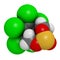 Endosulfan insecticide molecule. Banned in many countries due to toxicity. Atoms are represented as spheres with conventional