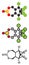 Endosulfan insecticide molecule. Banned in many countries due to toxicity. Stylized 2D renderings and conventional skeletal