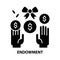 endowment icon, black vector sign with editable strokes, concept illustration