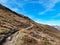 Enduro Trail Ride At Davos Jakobshorn, Swiss Mountains Alps, Sport bicycle at trail path on the mountain at autumn time