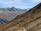 Enduro Trail Ride At Davos Jakobshorn, Swiss Mountains Alps, view to Schwarzhorn, Dischma at autumn time