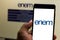 Enem logo on the mobile device. The ENEM is the National High School Exam. It is a test conducted by INEP