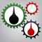 Enema sign. Vector. Three connected gears with icons at grayish