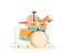 Energetic Black Jazz Drummer Character Passionately Playing Intricate Rhythms, Delivering Captivating Beats, Vector