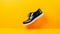 Energetic Black Oxford Shoes On Yellow Background