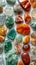 Energetic collage of Carnelian, Jadeite, and Tiger's Eye, invigorating the senses with their vibrant colors on a