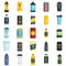 Energetic drink icons set flat vector isolated