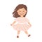 Energetic Girl in Pink Dress Dancing Moving to Music Rythm Vector Illustration