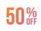 Energetic gradient pink to orange fifty percent off special discount word