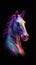Energetic Horse in Glitch Art Style on Dark Background AI Generated