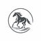 Energetic Horse Logo In Monochrome Toning On White Background