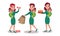 Energetic Housewife Holding Baby in Arms Doing Physical Exercise and Carrying Pie Vector Illustration Set