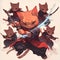 Energetic Kitten Ninja Squad - Stock Image