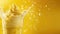Energetic Mango Milkshake Splash - Captured in high-speed, vibrant whip over a radiant yellow backdrop