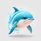 Energetic and playful dolphin on white background.