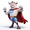 Energetic Superhero Cow Cartoon Character In 3d