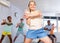 Energetic tween girl practicing vigorous movements in children dance class