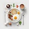 Energetic, varied and healthy breakfast on white background. Ai generated art