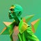 Energetic and Vibrant: portrait of a lively and energetic person against a bright green wall digital character avatar AI