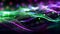 Energetic Vibrations: High-speed, neon-bright wave lines create dynamic movement of intense, brilliant color - Purples and Greens