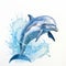 Energetic Watercolor Illustration Of A Blue Dolphin