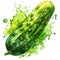 An energetic watercolor rendering of a cucumber