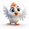 Energetic White Chicken Illustration With Disney Animation Style