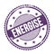 ENERGISE text written on purple indigo grungy round stamp