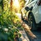 energizing sustainability: the electric green and eco-friendly car revolution, showcasing efficient battery charging and