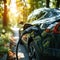 energizing sustainability: the electric green and eco-friendly car revolution, showcasing efficient battery charging and