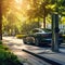 energizing sustainability: the electric green and eco-friendly car revolution, showcasing efficient battery charging and