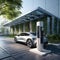 energizing sustainability: the electric green and eco-friendly car revolution, showcasing efficient battery charging and