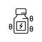 Energy booster supplement icon with pill symbol. medicine for bodybuilder illustration. simple monoline graphic