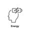 Energy, brain, recharge icon. Element of creative thinkin icon witn name. Thin line icon for website design and development, app